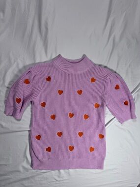 Karlie Pink Knit Sweater with Orange Heart Motif